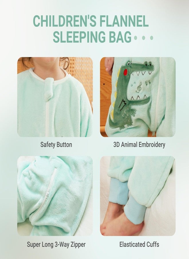 MICHLEY Flannel Baby Sleeping Bag Unisex Pajamas, Long Sleeve Zipper Wearable Sleeping Sack for Autumn Winter Boys Girls,Crocodile,2-3T, Size 100 - Image 5